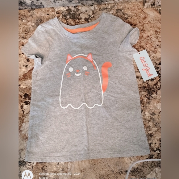 Cat & Jack Gray and Orange Short Sleeve Tee 3T Brand New With Tags - Picture 3 of 6